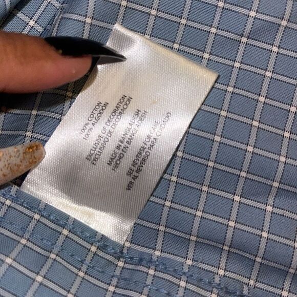 Banana Republic button shirt Mens XXL Blue White Small Check casual /working - Picture 7 of 8